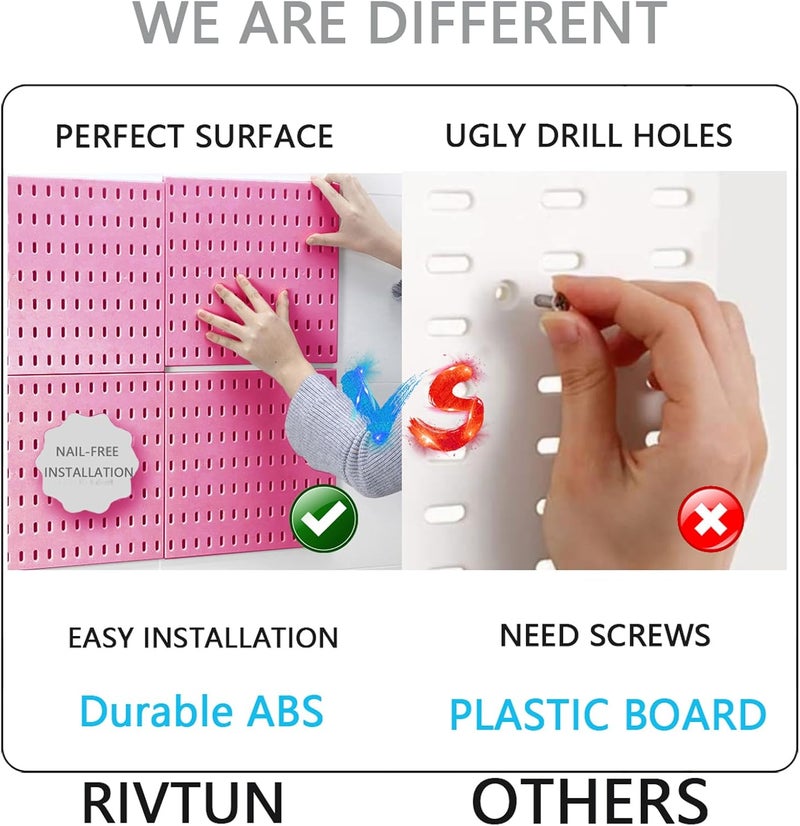 RIVTUN 22"x44" Plastic Pegboard Panels Durable Modular Organizer Boards for Wall Storage, Garage, Workshop & Craft Room – Lightweight & Easy to Install - Image 5